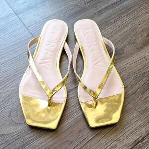 J. Crew Gold Square Toe Sandal Size 7.5